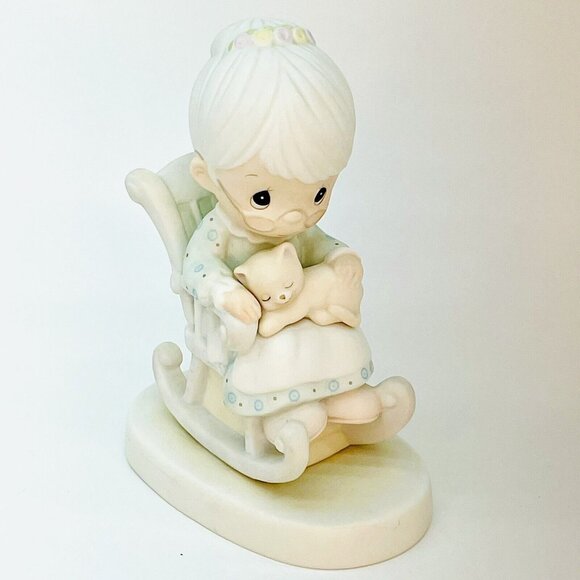 VTG Precious Moments Figurine Enesco Purr-fect Grandma With Cat 5”T 1979 Japan - Picture 11 of 12